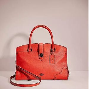 Coach Leather Gain Mercer Bag in Deep Coral Color